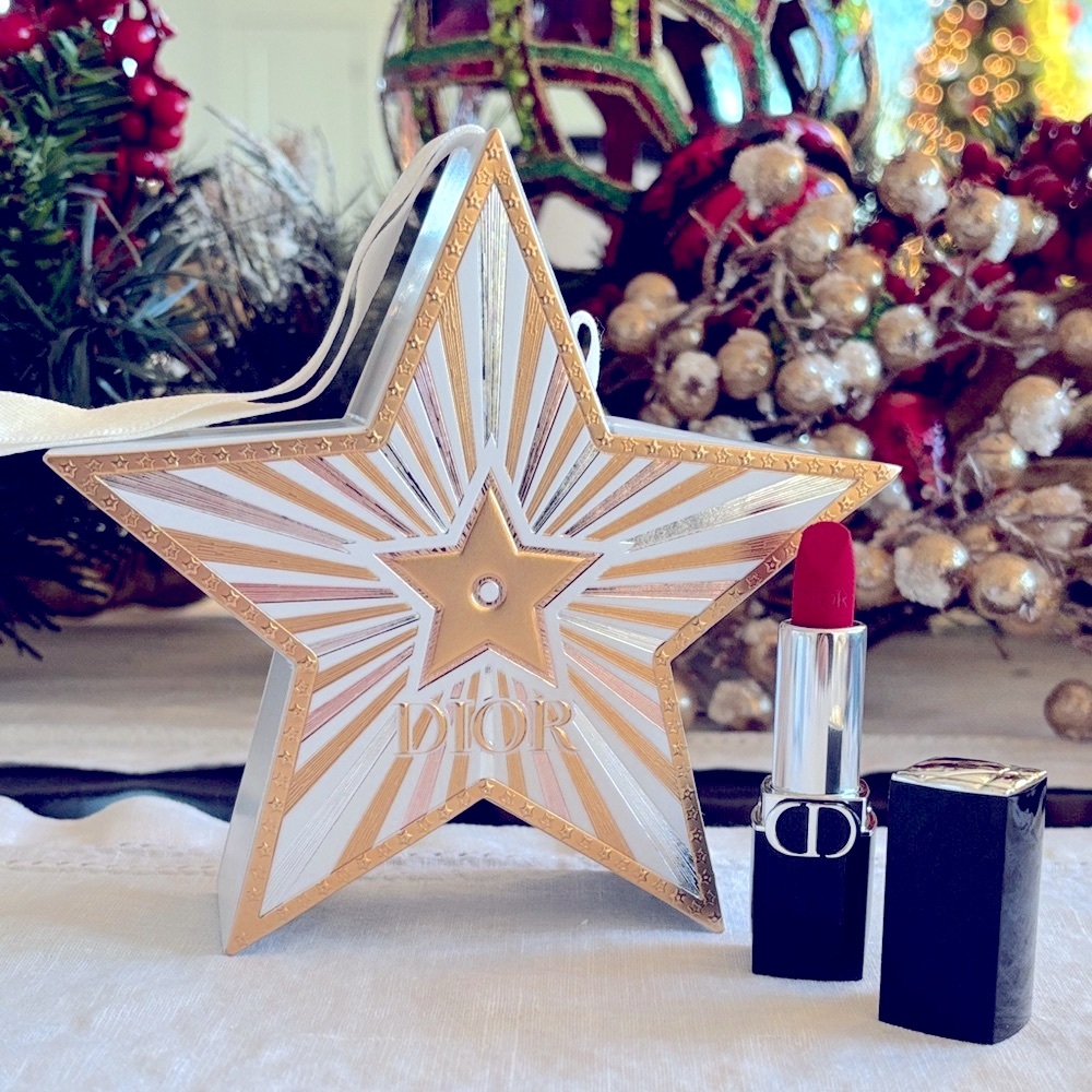 DIOR 2025 Holiday Star Ornament + Mini Rouge Dior Velvet 999